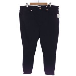Good American Good Waist Crop Side Slit Black Jeans Womens Size 24 Black001